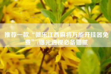 推荐一款“微乐江西麻将万能开挂器免费”(曝光透视必备猫腻