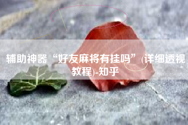 辅助神器“好友麻将有挂吗”(详细透视教程)-知乎