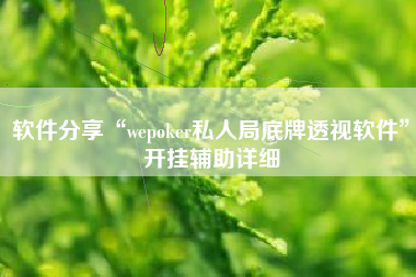 软件分享“wepoker私人局底牌透视软件”开挂辅助详细