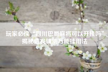 玩家必读“四川巴蜀麻将可以开挂吗”揭秘透视辅助万能挂用法