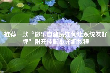 推荐一款“微乐自建房如何让系统发好牌”附开挂脚本详细教程