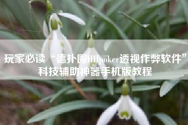 玩家必读“德扑圈HHpoker透视作弊软件”科技辅助神器手机版教程