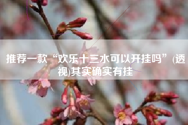 推荐一款“欢乐十三水可以开挂吗”(透视)其实确实有挂