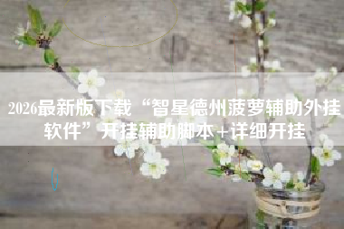 2026最新版下载“智星德州菠萝辅助外挂软件”开挂辅助脚本+详细开挂