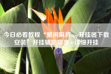 今日必看教程“聚闲麻将app开挂器下载安装”开挂辅助脚本+详细开挂