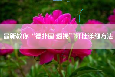 最新教你“德扑圈 透视”开挂详细方法