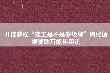 开挂教程“挂王是不是够级牌”揭秘透视辅助万能挂用法 开挂教程“挂王是不是够级牌”揭秘透视辅助万能挂用法