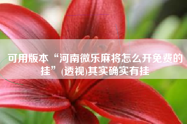 可用版本“河南微乐麻将怎么开免费的挂”(透视)其实确实有挂 可用版本“河南微乐麻将怎么开免费的挂”(透视)其实确实有挂