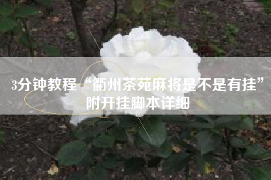 3分钟教程“衢州茶苑麻将是不是有挂”附开挂脚本详细 3分钟教程“衢州茶苑麻将是不是有挂”附开挂脚本详细