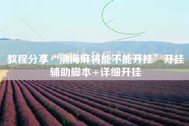 教程分享“渤海麻将能不能开挂”开挂辅助脚本+详细开挂