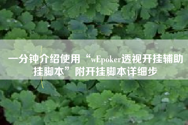 一分钟介绍使用“wEpoker透视开挂辅助挂脚本”附开挂脚本详细步 一分钟介绍使用“wEpoker透视开挂辅助挂脚本”附开挂脚本详细步