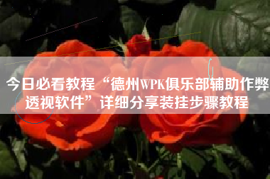 今日必看教程“德州WPK俱乐部辅助作弊透视软件”详细分享装挂步骤教程