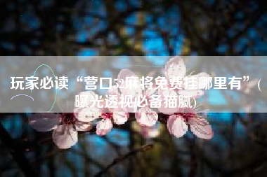 玩家必读“营口52麻将免费挂哪里有”(曝光透视必备猫腻)