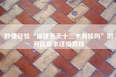 秒懂经验“福建天天十三水有挂吗”附开挂脚本详细教程