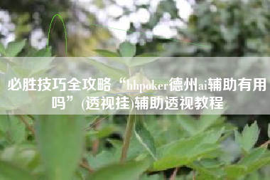 必胜技巧全攻略“hhpoker德州ai辅助有用吗”(透视挂)辅助透视教程