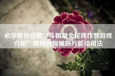 必学教你安装“斗棋湖北花牌作弊游戏介绍”揭秘透视辅助万能挂用法