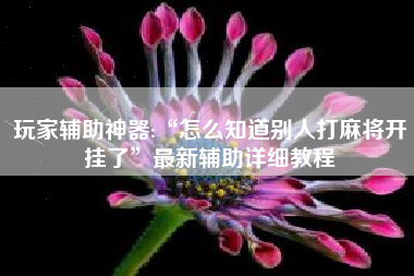 玩家辅助神器:“怎么知道别人打麻将开挂了”最新辅助详细教程