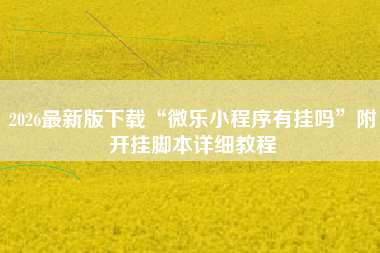 2026最新版下载“微乐小程序有挂吗”附开挂脚本详细教程