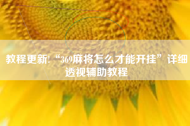 教程更新!“369麻将怎么才能开挂”详细透视辅助教程