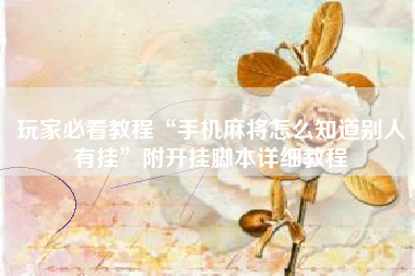 玩家必看教程“手机麻将怎么知道别人有挂”附开挂脚本详细教程