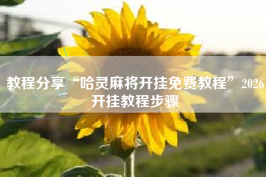教程分享“哈灵麻将开挂免费教程”2026开挂教程步骤