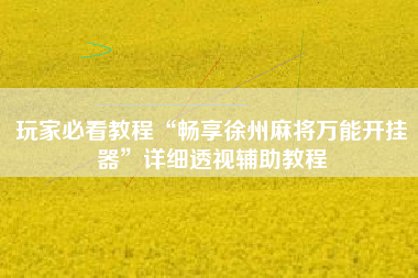 玩家必看教程“畅享徐州麻将万能开挂器”详细透视辅助教程 玩家必看教程“畅享徐州麻将万能开挂器”详细透视辅助教程