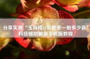 分享实测“玉海楼13张胜率一般多少赢”科技辅助神器手机版教程