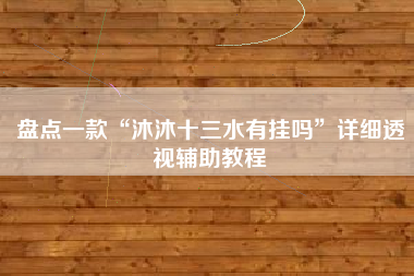 盘点一款“沐沐十三水有挂吗”详细透视辅助教程