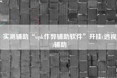 实测辅助“wpk作弊辅助软件”开挂(透视)辅助