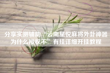 分享实测辅助“云南星悦麻将外卦神器为什么授权不”有挂详细开挂教程