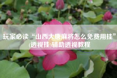 玩家必读“山西大唐麻将怎么免费用挂”(透视挂)辅助透视教程