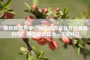 辅助教程分享“微乐陕西麻将开挂是真的吗”开挂辅助脚本+详细开挂 辅助教程分享“微乐陕西麻将开挂是真的吗”开挂辅助脚本+详细开挂