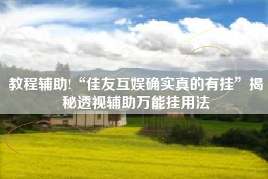 教程辅助!“佳友互娱确实真的有挂”揭秘透视辅助万能挂用法