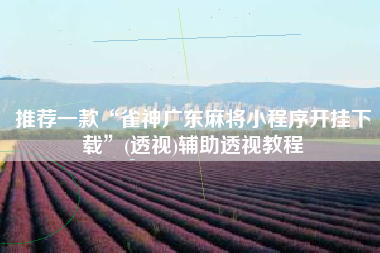 推荐一款“雀神广东麻将小程序开挂下载”(透视)辅助透视教程