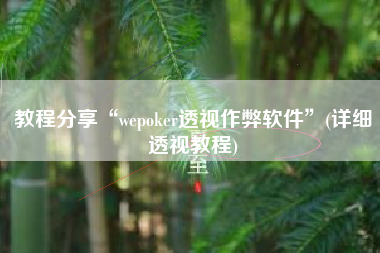 教程分享“wepoker透视作弊软件”(详细透视教程) 教程分享“wepoker透视作弊软件”(详细透视教程)