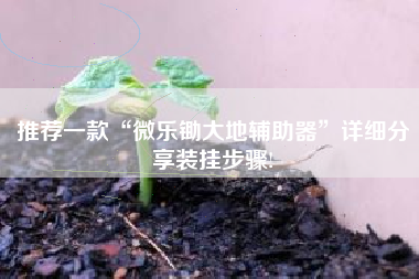 推荐一款“微乐锄大地辅助器”详细分享装挂步骤!