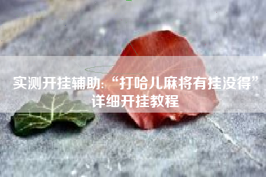 实测开挂辅助:“打哈儿麻将有挂没得”详细开挂教程