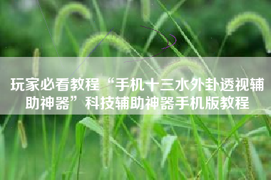 玩家必看教程“手机十三水外卦透视辅助神器”科技辅助神器手机版教程 玩家必看教程“手机十三水外卦透视辅助神器”科技辅助神器手机版教程