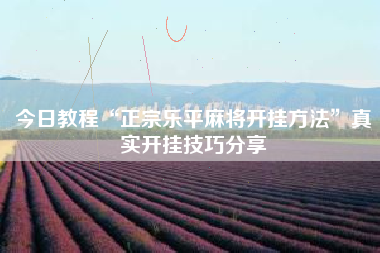 今日教程“正宗乐平麻将开挂方法”真实开挂技巧分享 今日教程“正宗乐平麻将开挂方法”真实开挂技巧分享