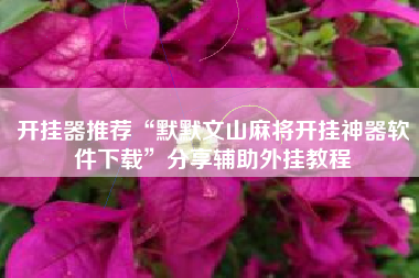 开挂器推荐“默默文山麻将开挂神器软件下载”分享辅助外挂教程