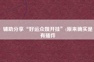 辅助分享“好运众娱开挂”(原来确实是有插件