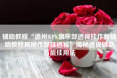 辅助教程“德州WPK俱乐部透视挂作弊辅助教程揭秘作弊挂透视”揭秘透视辅助万能挂用法