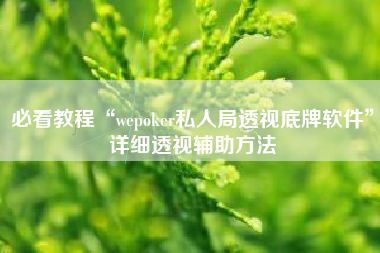 必看教程“wepoker私人局透视底牌软件”详细透视辅助方法