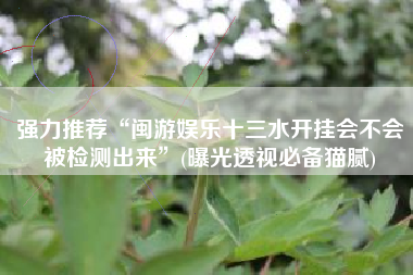 强力推荐“闽游娱乐十三水开挂会不会被检测出来”(曝光透视必备猫腻)