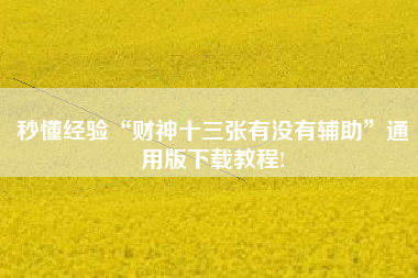 秒懂经验“财神十三张有没有辅助”通用版下载教程!