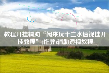 教程开挂辅助“闲来玩十三水透视挂开挂教程”(作弊)辅助透视教程