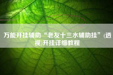 万能开挂辅助“老友十三水辅助挂”(透视)开挂详细教程