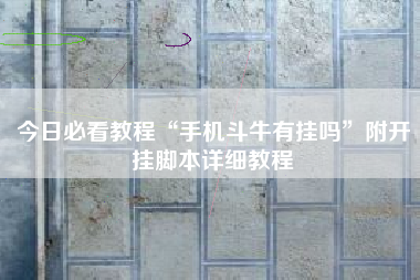 今日必看教程“手机斗牛有挂吗”附开挂脚本详细教程