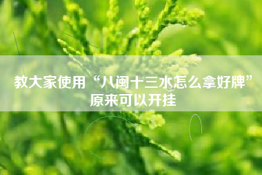 教大家使用“八闽十三水怎么拿好牌”原来可以开挂