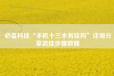 必备科技“手机十三水有挂吗”详细分享装挂步骤教程